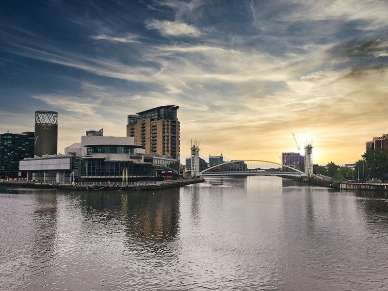 Wide Landscape shot of Salford Quays