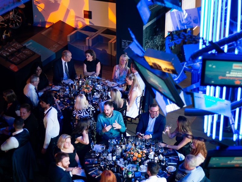 Balcony view of tables at the 2025 Greater Manchester Good Employment Awards