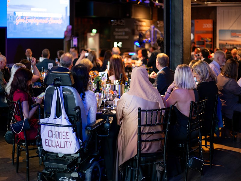 Audience of the 2025 Greater Manchester Good Employment Awards sat at their tables.